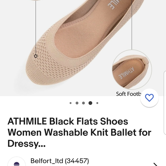 ATHMILE Washable Knit Ballet flats in a perforated nude. NWOT US SZ 10M - Picture 10 of 10